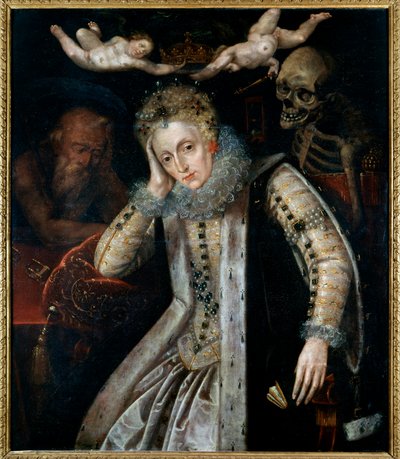 Portret van Elisabeth I, Koningin van Engeland (1533 - 1603), tegen het einde van haar leven door English School