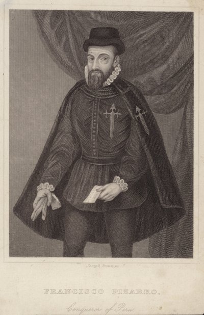 Portret van Francisco Pizarro door English School