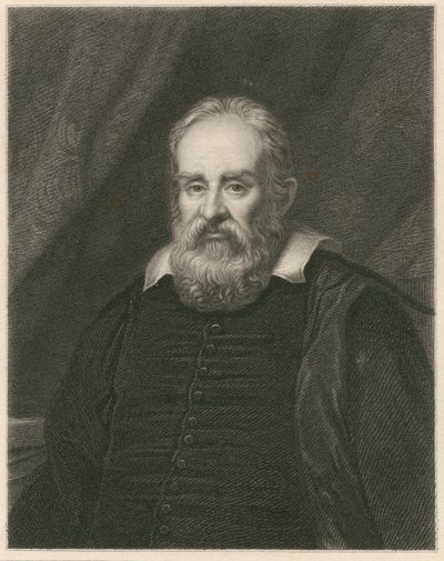 Portret van Galileo Galilei door English School