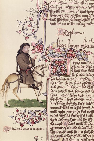 Portret van Geoffrey Chaucer, facsimile uit The Canterbury Tales, door Geoffrey Chaucer door English School