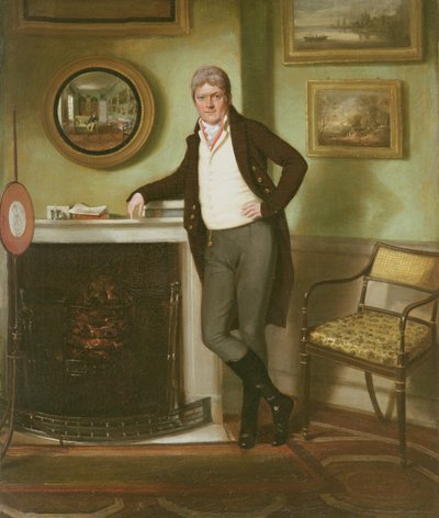 Portret van George Henckell in zijn studeerkamer, c.1800 door English School