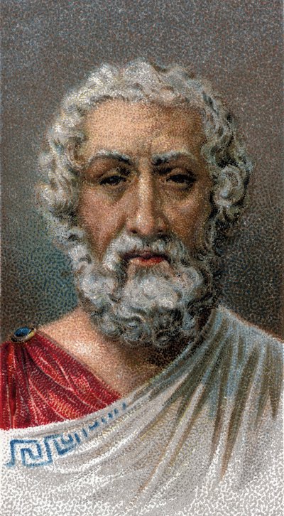 Portret van Homerus (9e-8e eeuw v.Chr.) - Griekse dichter - Uit de serie Leaders of Men. door English School