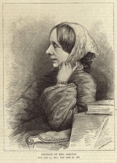 Portret van Jane Welsh, vrouw van Thomas Carlyle door English School