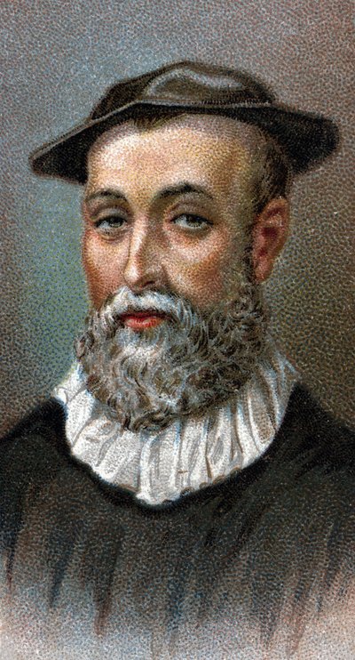 Portret van John Knox (1514-1572). Schotse priester, leider van de Protestantse Reformatie in Schotland - Uit de serie Leaders of Men. door English School