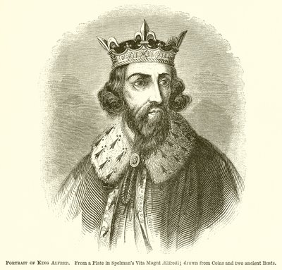 Portret van koning Alfred door English School