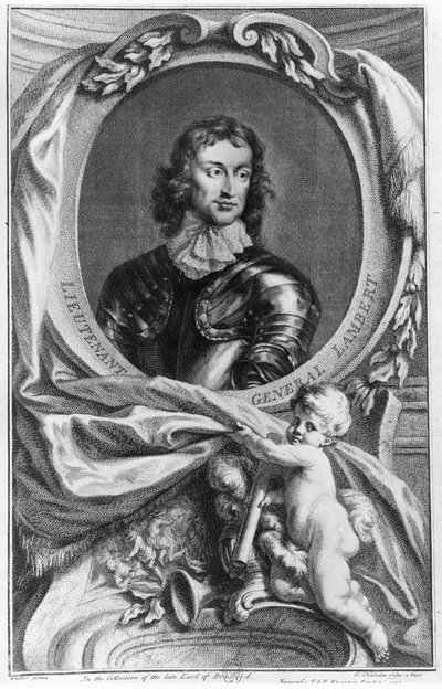 Portret van luitenant-generaal John Lambert (1619-83) gegraveerd door Jacobus Houbraken (1698-1780) door English School
