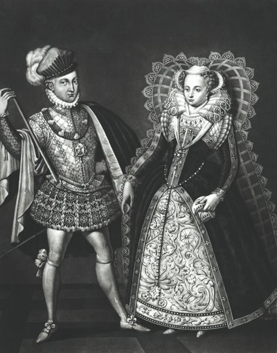 Portret van Mary Queen of Scots (1542-87) en Henry Stewart, Lord Darnley (1545-67), 29 juni 1565 door English School