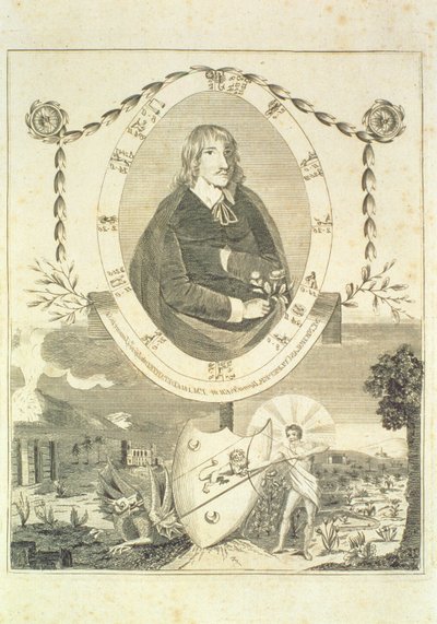 Portret van Nicholas Culpeper (1616-54), frontispice Culpepers English Physician and Complete Herbal, gepubliceerd 1790 door English School