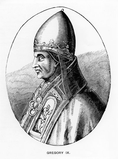Portret van paus Gregorius IX (ca. 1170-1241) illustratie uit 