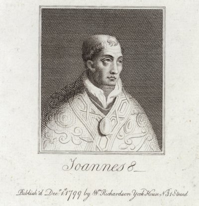 Portret van Paus Johannes VIII door English School
