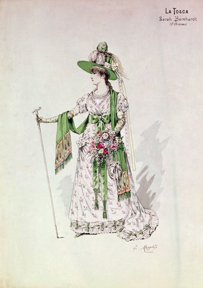 Portret van Sarah Bernhardt (1844-1923) in een productie van 