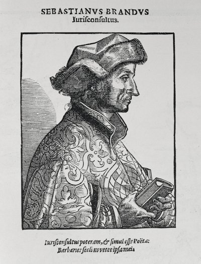 Portret van Sebastian Brant (ca. 1458-1521) uit The Narrative and Critical History of America, bewerkt door Justin Winsor, Londen, 1886 door English School