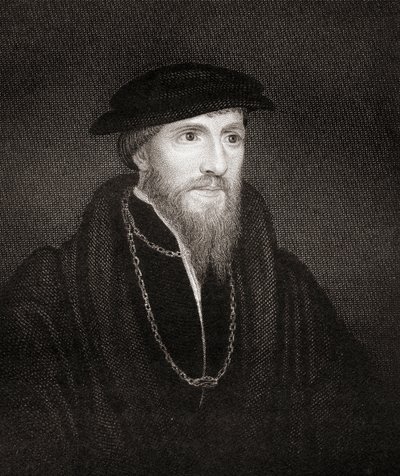 Portret van Sir Anthony Denny, uit Lodges British Portraits, 1823 door English School