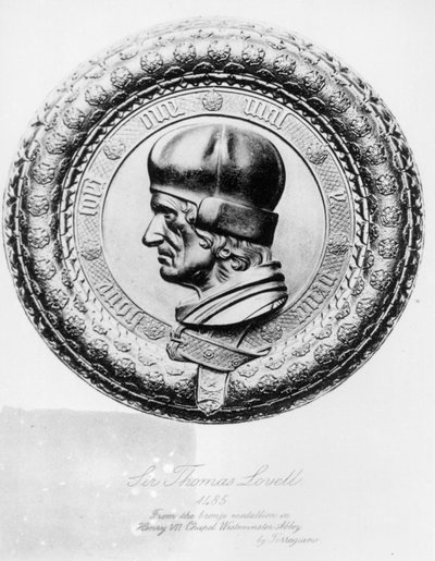 Portret van Sir Thomas Lovell (overleden 1524) in 1485, van de bronzen medaillon in Henry VII Chapel Westminster Abbey door Torregiano door English School