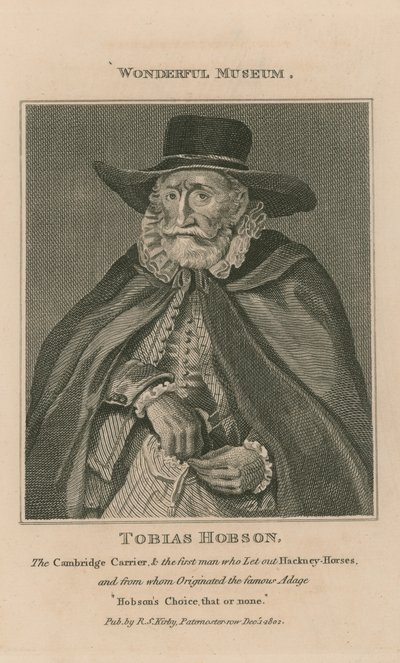 Portret van Tobias Hobson door English School