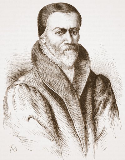Portret van William Tyndale (naar een oude gravure in de Bibliothèque Nationale), illustratie uit De Geschiedenis van het Protestantisme door James Aitken Wylie, 1878 door English School