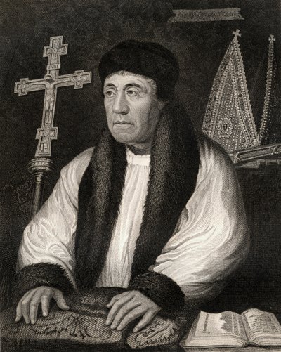 Portret van William Warham, uit Lodges British Portraits door English School