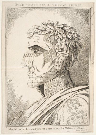 Portret van een edele hertog, ik denk dat dit hoofd enig talent voor militaire zaken bezit, 1829 door English School