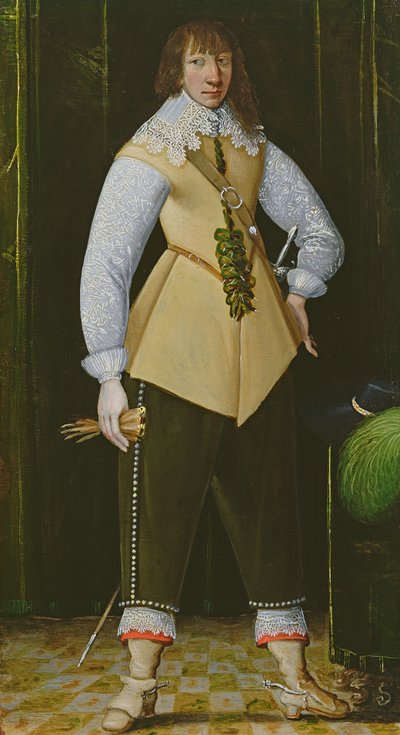 Portret van een royalistische cavalerieofficier, ca. 1640 door English School