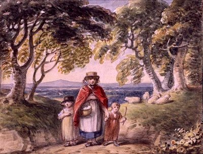 Portret van een Vrouw en Twee Kinderen in een Boslandschap, c.1820 door English School