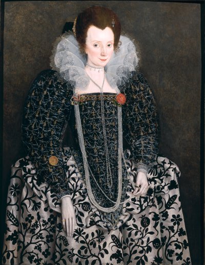 Portret van een vrouw, traditioneel geïdentificeerd als Mary Clopton (geboren Waldegrave) van Kentwell Hall, Suffolk, c.1600 door English School