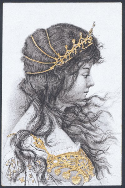 Portret van een meisje door English School
