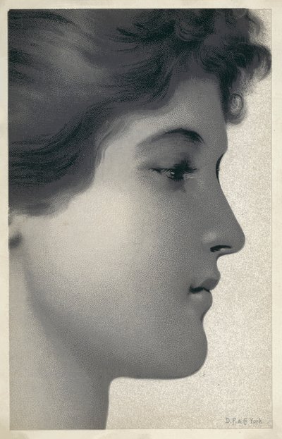 Portret van een jonge vrouw (litho) door English School