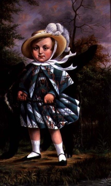 Portret van een kind met een zwarte hond, c.1830 door English School