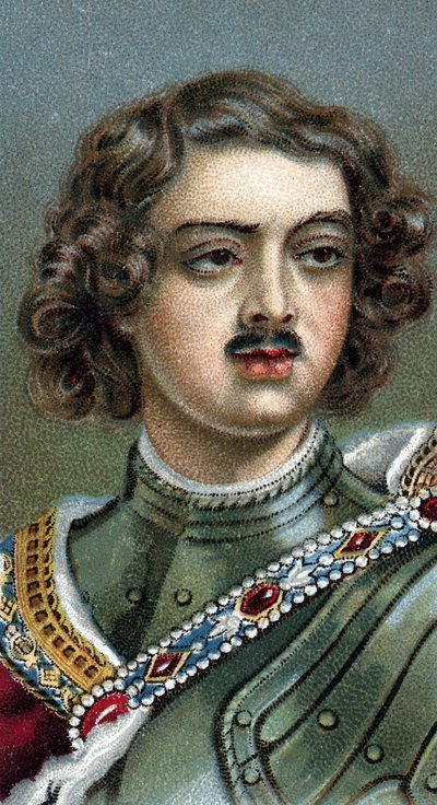 Portret van Engelse keizer Peter de Grote, Peter I of Pyotr Alexeyevich Romanov - Peter I de Grote - Uit de serie 