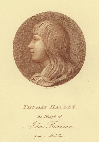 Portret van de beeldhouwer Thomas Hayley, leerling van John Flaxman door English School