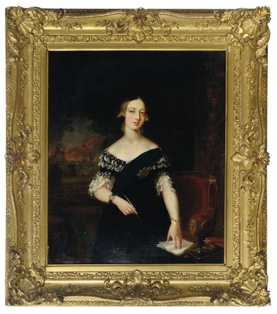 Portret van de jonge Koningin Victoria door English School