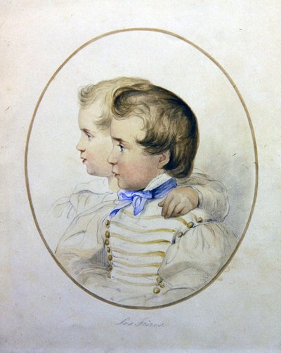 Portret van twee broers in militaire kostuums, c.1840 door English School