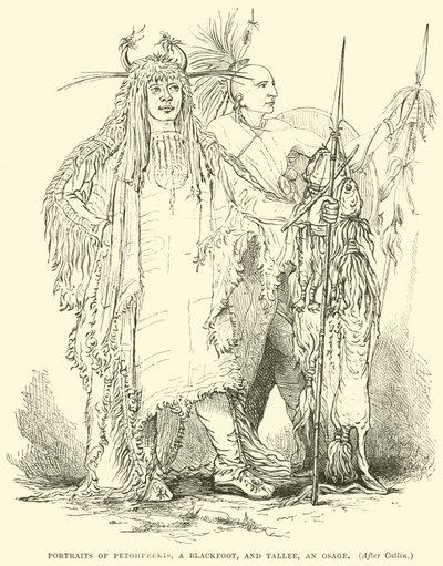Portretten van Petohpeekis, een Blackfoot, en Tallee, een Osage door English School