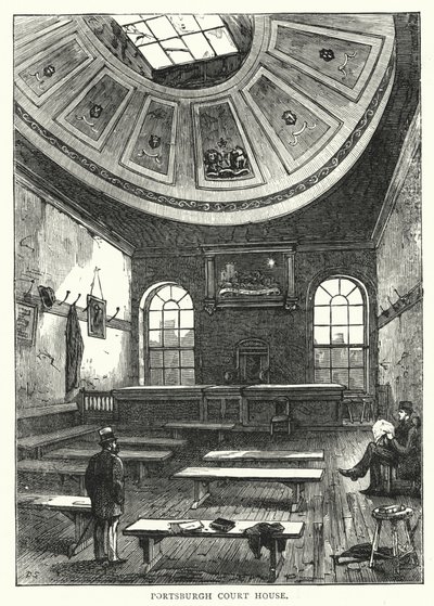 Portsburgh Gerechtsgebouw (gravure) door English School