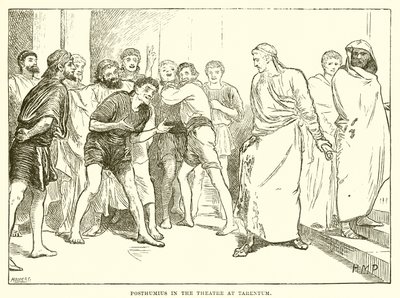 Posthumius in het theater van Tarentum door English School