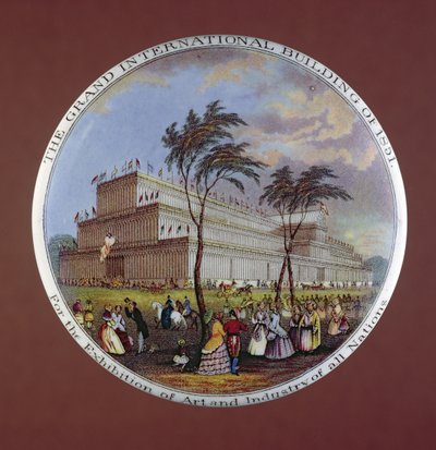 Potdeksel met Crystal Palace, door T.J. en J. Mayer, Dale Hall, Longport, Staffordshire door English School