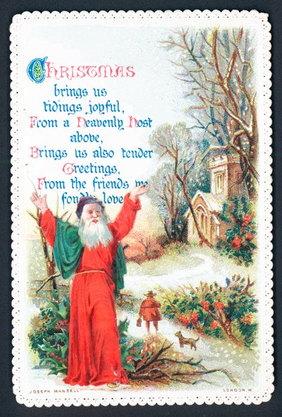 Predikant buiten Kerk, Kerstkaart door English School