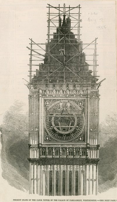 Huidige staat van de Klokkentoren van het Palace of Westminster door English School