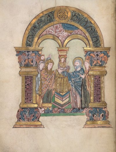 Presentatie in de Tempel, uit het Benedictional van St Aethelwold, 971-984 door English School
