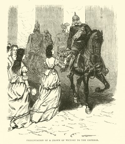 Overhandiging van een overwinningskroon aan de keizer, maart 1871 door English School