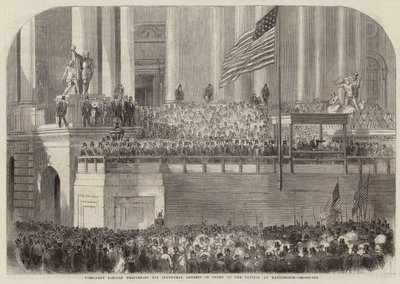 President Lincoln die zijn Inaugurele Toespraak Houdt door English School