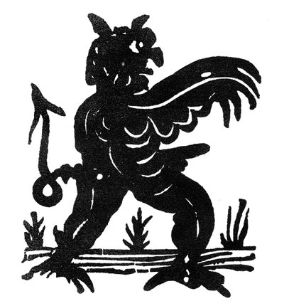 Priapische demon. illustratie uit een vroege 17e-eeuwse broadside ballad A Warning for All Lewd Livers door English School