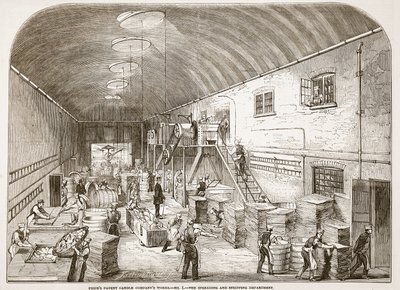 Prices Patent Candle Companys Works, No.1: De verspreidings- en strookafdeling, uit The Illustrated London News door English School