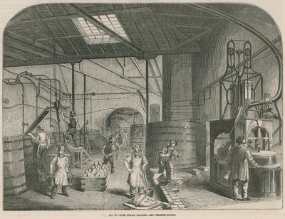 Werken van Prices Patent Candle Company; Het stoomkook- en machinehuis door English School