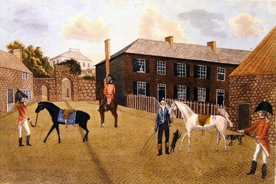 Primitieve Engelse paarden en soldaten door English School