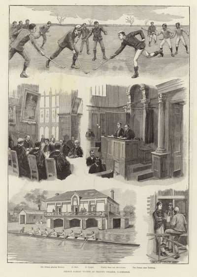 Prins Albert Victor aan het Trinity College, Cambridge door English School