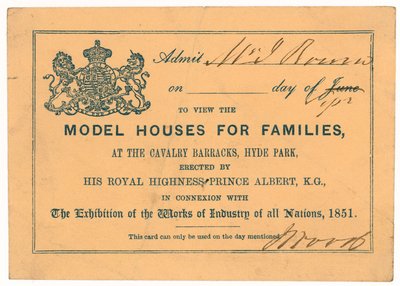 Prins Alberts Model Woning, Grote Tentoonstelling, 1851, Toegangsbewijs door English School