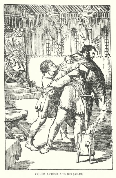 Prins Arthur en zijn gevangenbewaarder (litho) door English School