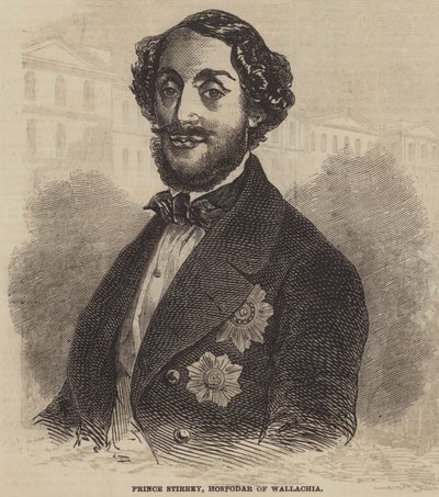 Prins Stirbey, Hospodar van Walachije (gravure) door English School