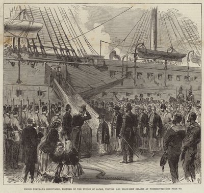 Prins Tokugawa Minbutaiho bezoekt de Serapis in Portsmouth door English School